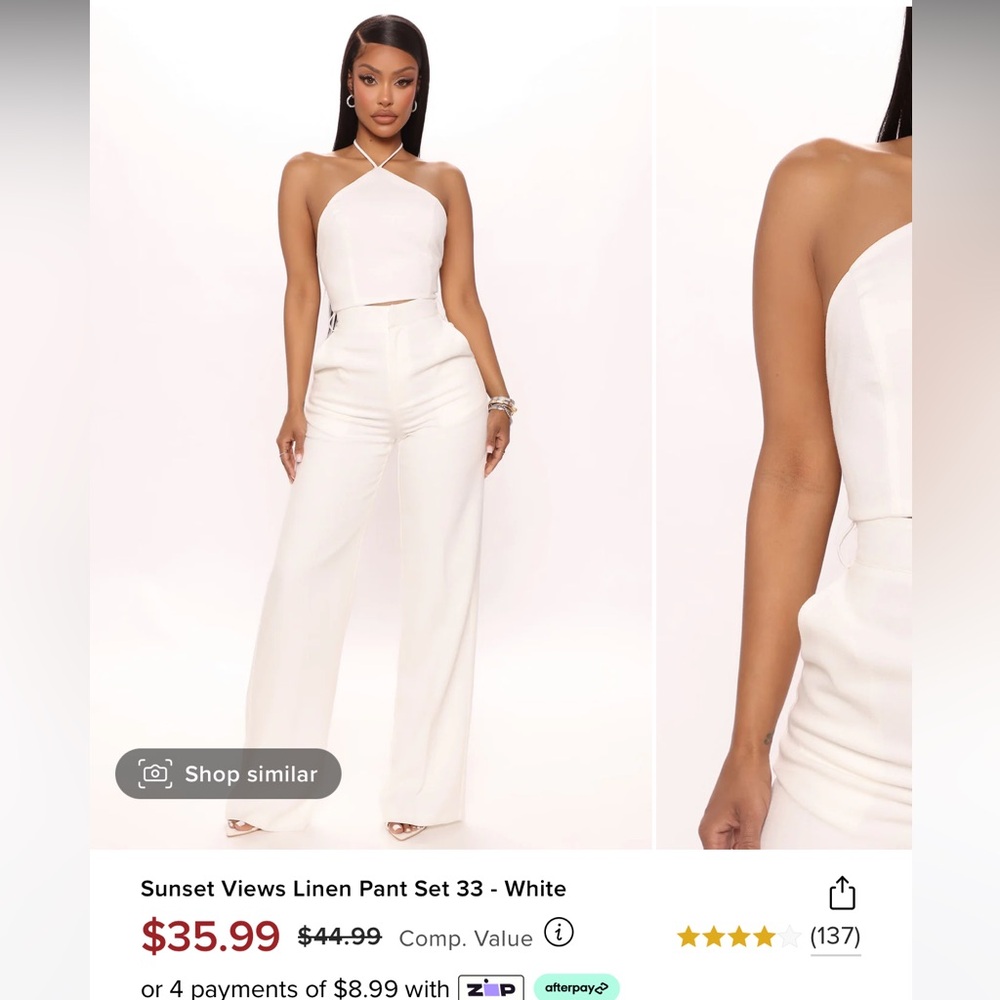 White Matching set from Fashion Nova